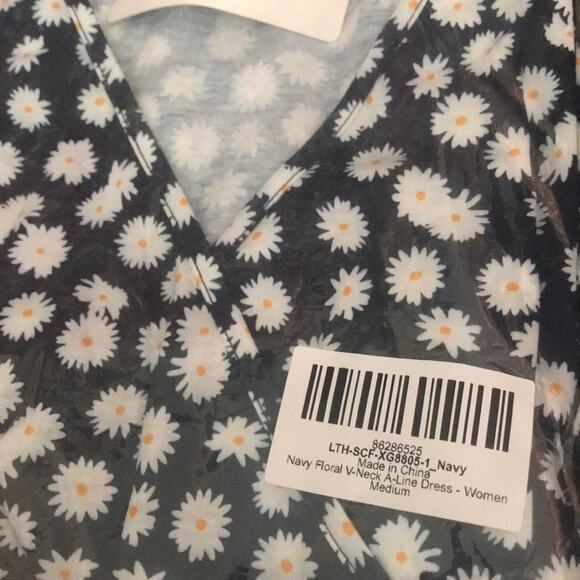 Sucrefas Navy Floral V-Neck A-Line Dress Size Medium - Picture 6 of 7